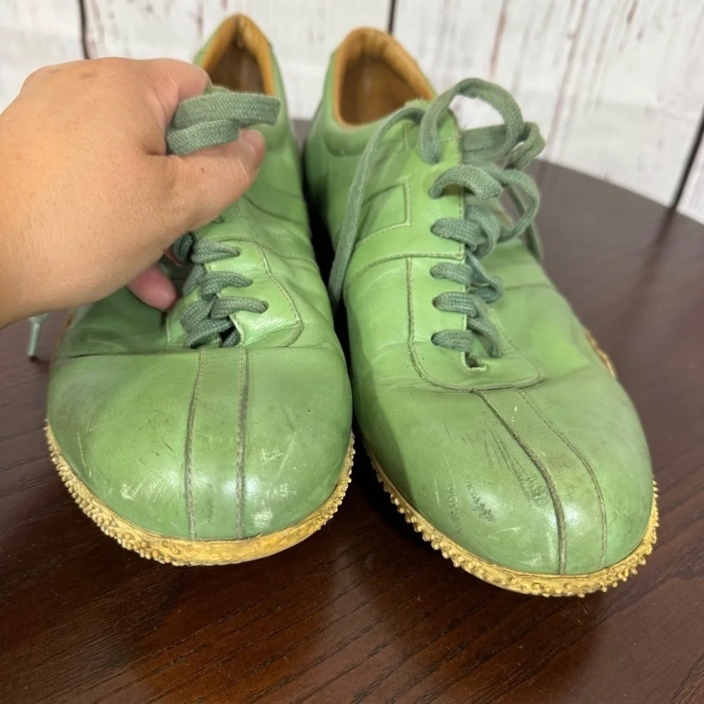 BALLY Green Leather Men's Sneakers in size 8E